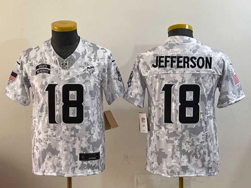 Youth 2025 Minnesota Vikings #18 Jefferson Camo Nike Limited NFL Jersey style 02->youth nfl jersey->Youth Jersey